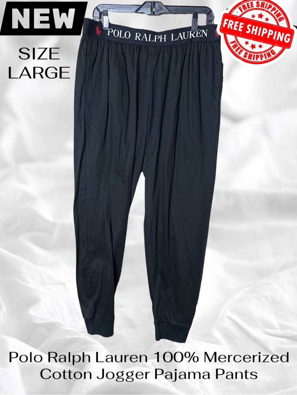 Polo Ralph Lauren Mercerized Cotton Jogger Pajama Pants Mens Large NWT FREE SHIP